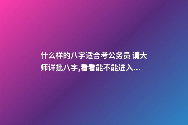 什么样的八字适合考公务员 请大师详批八字,看看能不能进入事业单位或者考上公务员。-第1张-观点-玄机派